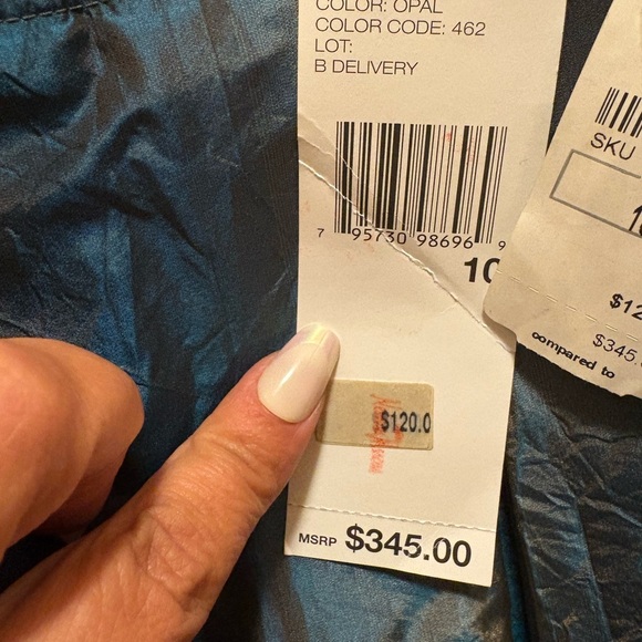 DKNY 100% Silk Pleated Midi Skirt in Opal Blue Gray – Size 10 NWT ($345 Retail) - Picture 3 of 16